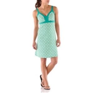 Patagonia Minette Dress Jersey Knit Stretch Green Geometric Print Size Large